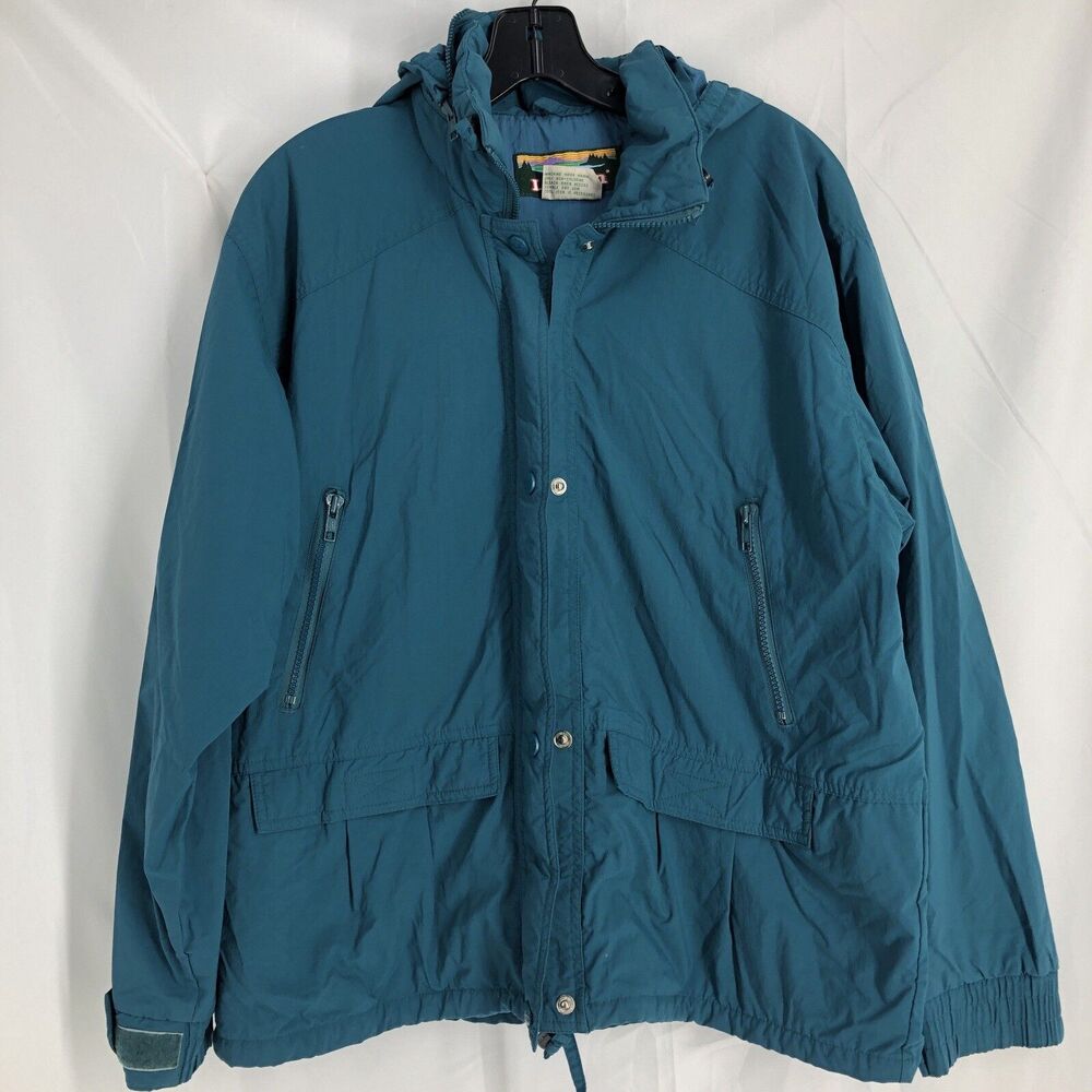 Vintage 90s LL Bean Lined Full Zip Windbreaker Jacket Women Large Blue